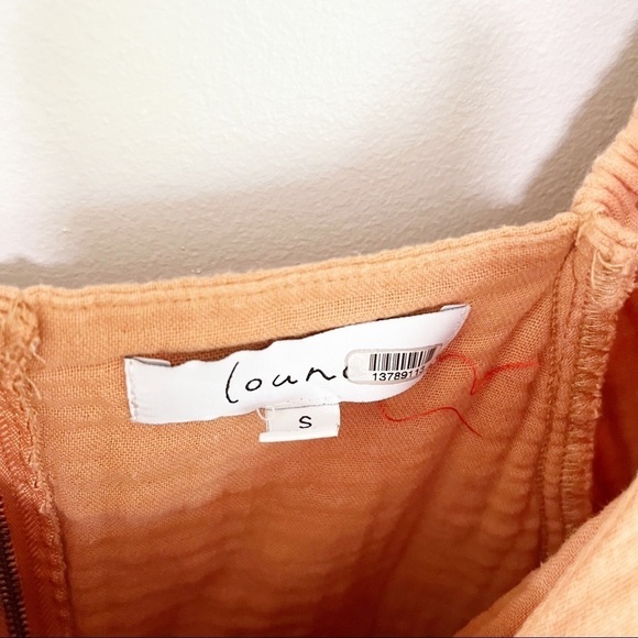 Louna Rust Tiered Puff Sleeve Smocked Mini Dress Size Small - Picture 10 of 12